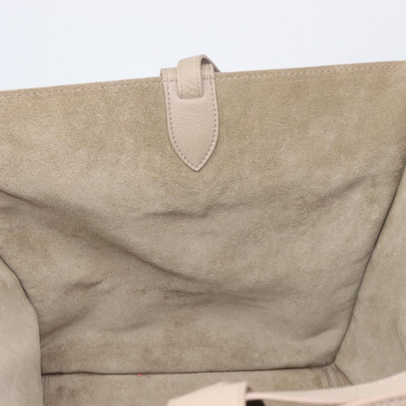 CELINE Luggage Phantom Hand Bag Leather Beige Gold Auth 209927A