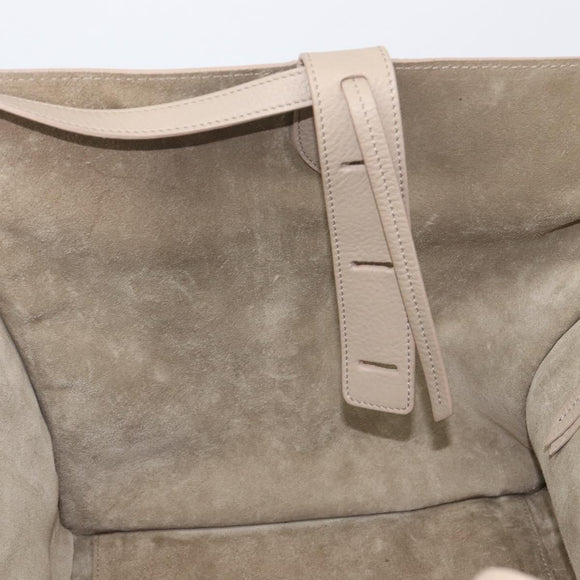 CELINE Luggage Phantom Hand Bag Leather Beige Gold Auth 209927A