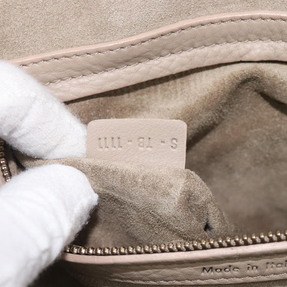CELINE Luggage Phantom Hand Bag Leather Beige Gold Auth 209927A