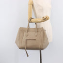 CELINE Luggage Phantom Hand Bag Leather Beige Gold Auth 209927A-26