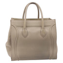 CELINE Luggage Phantom Hand Bag Leather Beige Gold Auth 209927A-3
