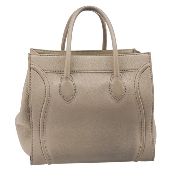 CELINE Luggage Phantom Hand Bag Leather Beige Gold Auth 209927A