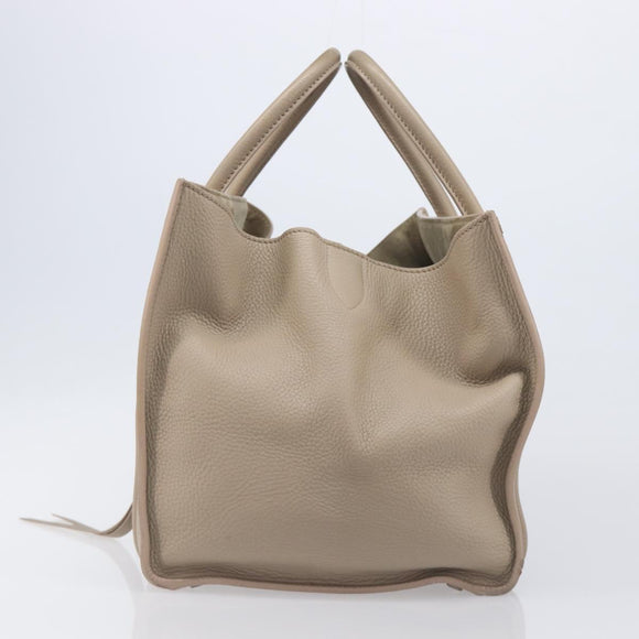 CELINE Luggage Phantom Hand Bag Leather Beige Gold Auth 209927A