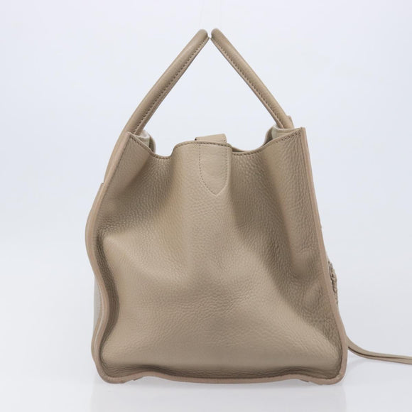 CELINE Luggage Phantom Hand Bag Leather Beige Gold Auth 209927A
