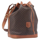 CELINE Macadam Canvas Shoulder Bag PVC Leather Brown Gold Auth 209928-1