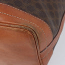 CELINE Macadam Canvas Shoulder Bag PVC Leather Brown Gold Auth 209928-11