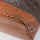 CELINE Macadam Canvas Shoulder Bag PVC Leather Brown Gold Auth 209928-13