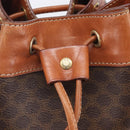 CELINE Macadam Canvas Shoulder Bag PVC Leather Brown Gold Auth 209928-16