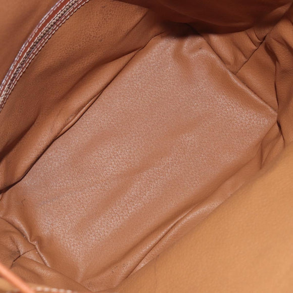 CELINE Macadam Canvas Shoulder Bag PVC Leather Brown Gold Auth 209928