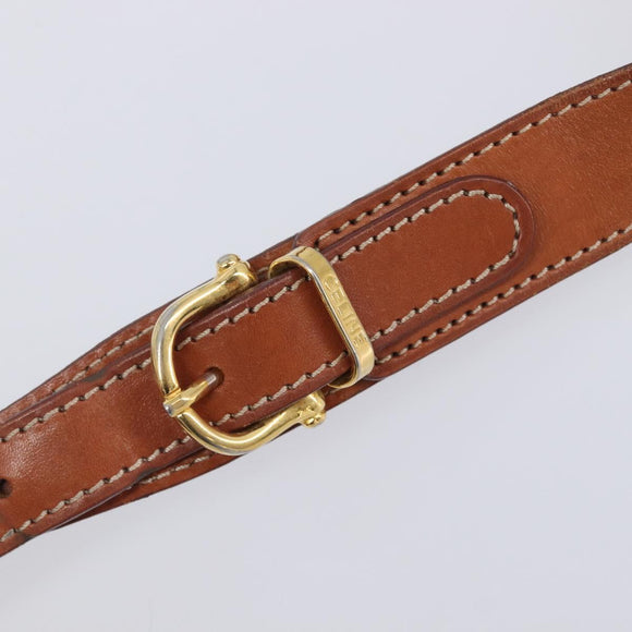 CELINE Macadam Canvas Shoulder Bag PVC Leather Brown Gold Auth 209928