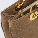 Christian Dior Canage Tote Bag Nylon Beige Gold Auth 209933-17