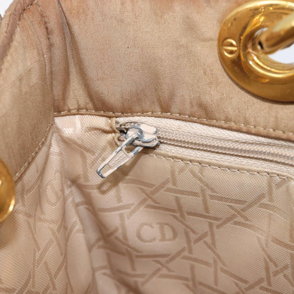 Christian Dior Canage Tote Bag Nylon Beige Gold Auth 209933