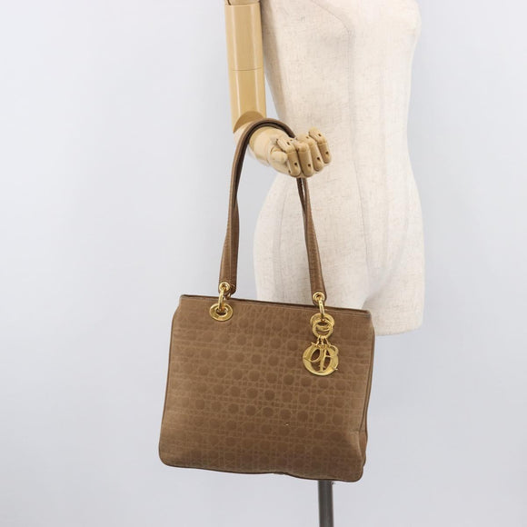Christian Dior Canage Tote Bag Nylon Beige Gold Auth 209933