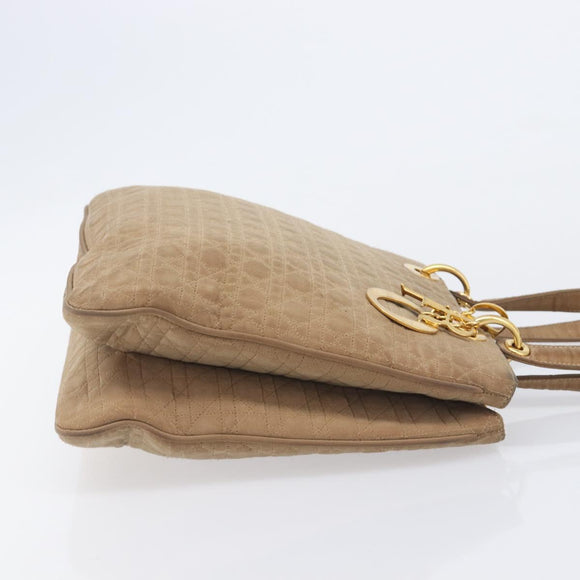 Christian Dior Canage Tote Bag Nylon Beige Gold Auth 209933