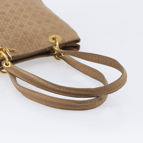 Christian Dior Canage Tote Bag Nylon Beige Gold Auth 209933