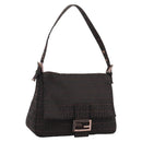 FENDI Zucchino Canvas Mamma Baguette Shoulder Bag Brown 8BR001 Auth 209938V-1