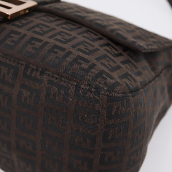 FENDI Zucchino Canvas Mamma Baguette Shoulder Bag Brown 8BR001 Auth 209938V