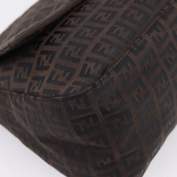 FENDI Zucchino Canvas Mamma Baguette Shoulder Bag Brown 8BR001 Auth 209938V