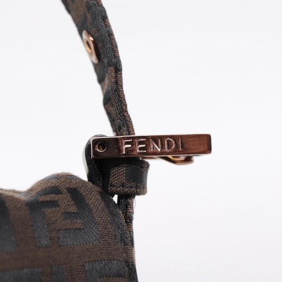 FENDI Zucchino Canvas Mamma Baguette Shoulder Bag Brown 8BR001 Auth 209938V