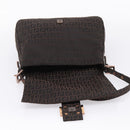 FENDI Zucchino Canvas Mamma Baguette Shoulder Bag Brown 8BR001 Auth 209938V-16