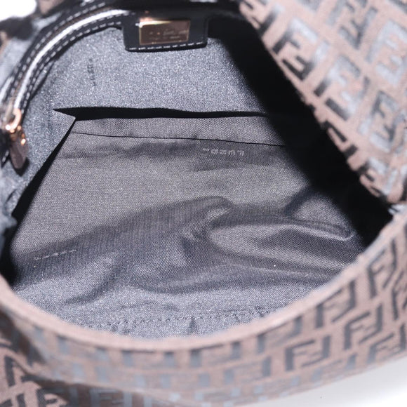 FENDI Zucchino Canvas Mamma Baguette Shoulder Bag Brown 8BR001 Auth 209938V