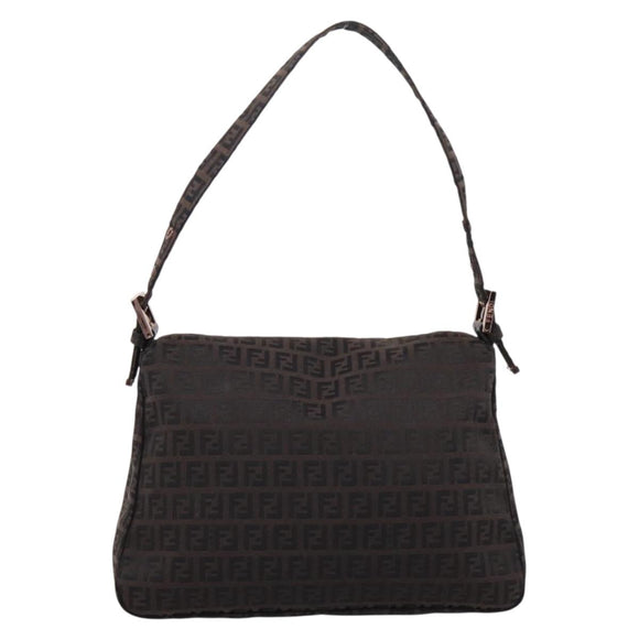 FENDI Zucchino Canvas Mamma Baguette Shoulder Bag Brown 8BR001 Auth 209938V