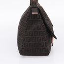 FENDI Zucchino Canvas Mamma Baguette Shoulder Bag Brown 8BR001 Auth 209938V-4