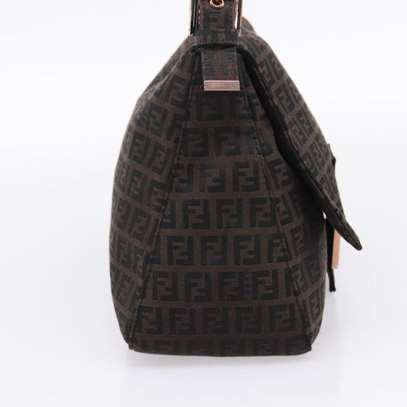 FENDI Zucchino Canvas Mamma Baguette Shoulder Bag Brown 8BR001 Auth 209938V