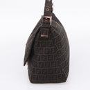 FENDI Zucchino Canvas Mamma Baguette Shoulder Bag Brown 8BR001 Auth 209938V-5