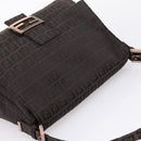 FENDI Zucchino Canvas Mamma Baguette Shoulder Bag Brown 8BR001 Auth 209938V-6