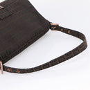 FENDI Zucchino Canvas Mamma Baguette Shoulder Bag Brown 8BR001 Auth 209938V-7