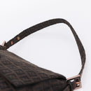 FENDI Zucchino Canvas Mamma Baguette Shoulder Bag Brown 8BR001 Auth 209938V-8