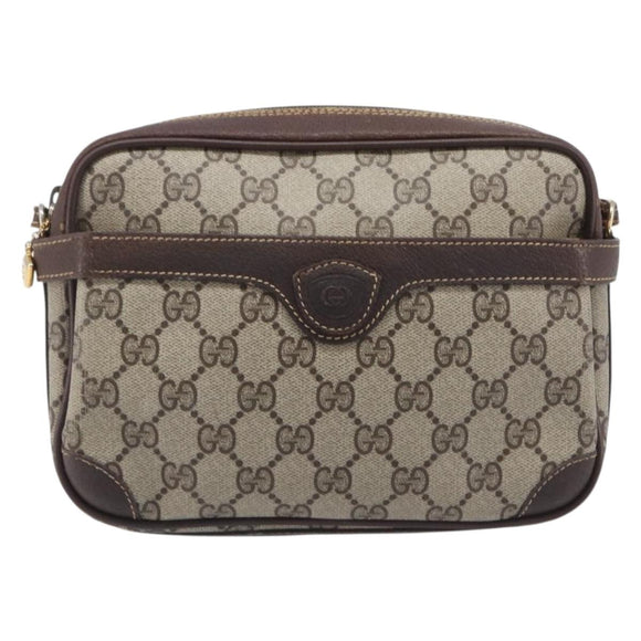 GUCCI GG Supreme Shoulder Bag PVC Beige Gold 007 904 0423 Auth 209939