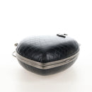 Saint Laurent Chain Love Box Shoulder Bag Leather Black Silver Auth 209941M-10