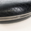 Saint Laurent Chain Love Box Shoulder Bag Leather Black Silver Auth 209941M-12