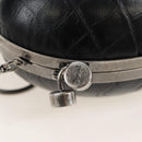 Saint Laurent Chain Love Box Shoulder Bag Leather Black Silver Auth 209941M-16