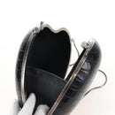 Saint Laurent Chain Love Box Shoulder Bag Leather Black Silver Auth 209941M-17