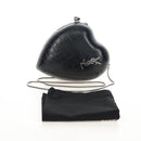 Saint Laurent Chain Love Box Shoulder Bag Leather Black Silver Auth 209941M-24