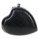Saint Laurent Chain Love Box Shoulder Bag Leather Black Silver Auth 209941M-3
