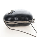 Saint Laurent Chain Love Box Shoulder Bag Leather Black Silver Auth 209941M-6