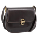 GUCCI Shoulder Bag Leather Brown Gold Auth 209942V-1
