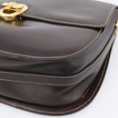 GUCCI Shoulder Bag Leather Brown Gold Auth 209942V-10