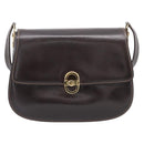 GUCCI Shoulder Bag Leather Brown Gold Auth 209942V-2