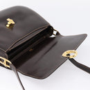 GUCCI Shoulder Bag Leather Brown Gold Auth 209942V-20
