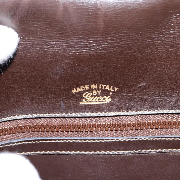 GUCCI Shoulder Bag Leather Brown Gold Auth 209942V