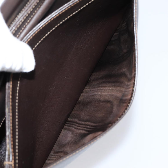 GUCCI Shoulder Bag Leather Brown Gold Auth 209942V