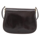 GUCCI Shoulder Bag Leather Brown Gold Auth 209942V-3