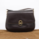 GUCCI Shoulder Bag Leather Brown Gold Auth 209942V-31