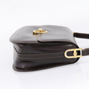 GUCCI Shoulder Bag Leather Brown Gold Auth 209942V-5
