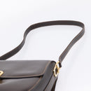 GUCCI Shoulder Bag Leather Brown Gold Auth 209942V-8